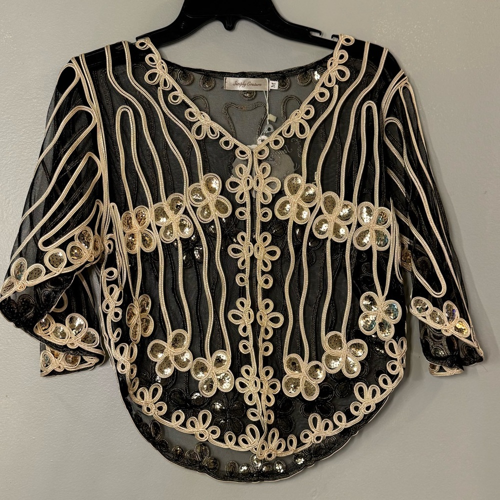 Black and gold, sequined overcoat/shawl
